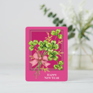Lucky Charm Shamrocks Vintage Cute Happy New Year Holiday Card
