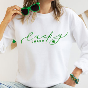 Lucky Charm St. Patrick’s Day Cute Green Script Sweatshirt