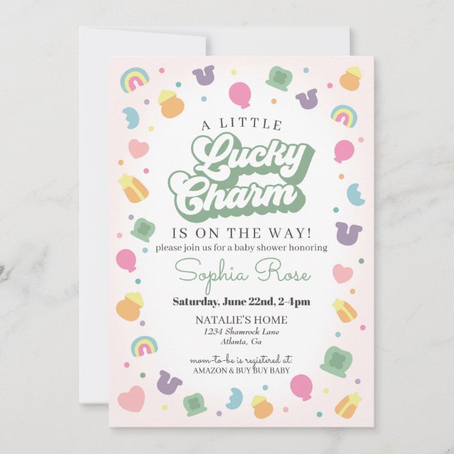 Lucky Charm St Patricks Day Baby Shower Invitation (Front)