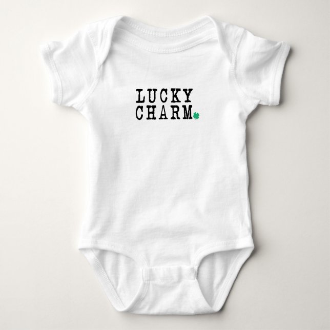 Lucky Charm St Patricks Day Lucky Clover Baby Bodysuit (Front)