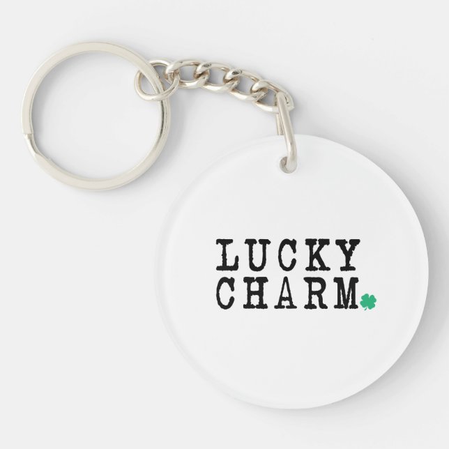 Lucky Charm St Patricks Day Lucky Clover Key Ring (Front)