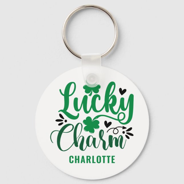 Lucky Charm St Patricks Day Personalised Keychain (Front)