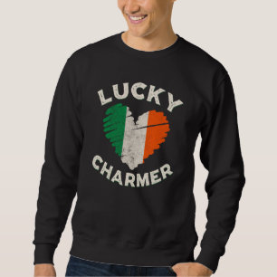 Lucky Charmer Grunge Heart Irish Flag St Patrick's Sweatshirt