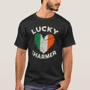 Lucky Charmer Grunge Heart Irish Flag St Patrick's T-Shirt