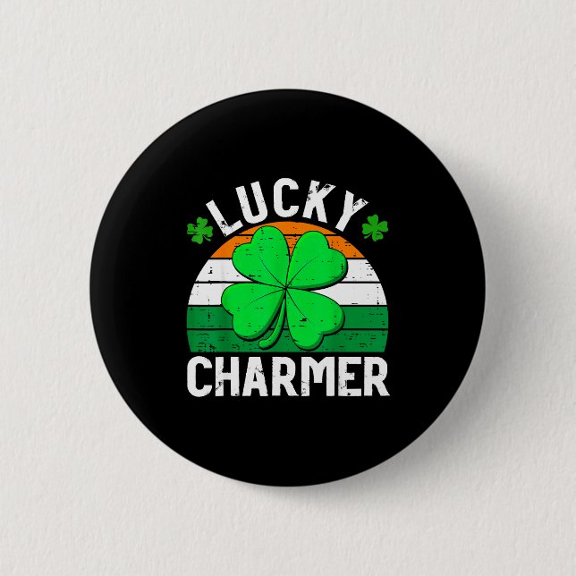 Lucky charmer shirts boys kids girls funny st 6 cm round badge (Front)
