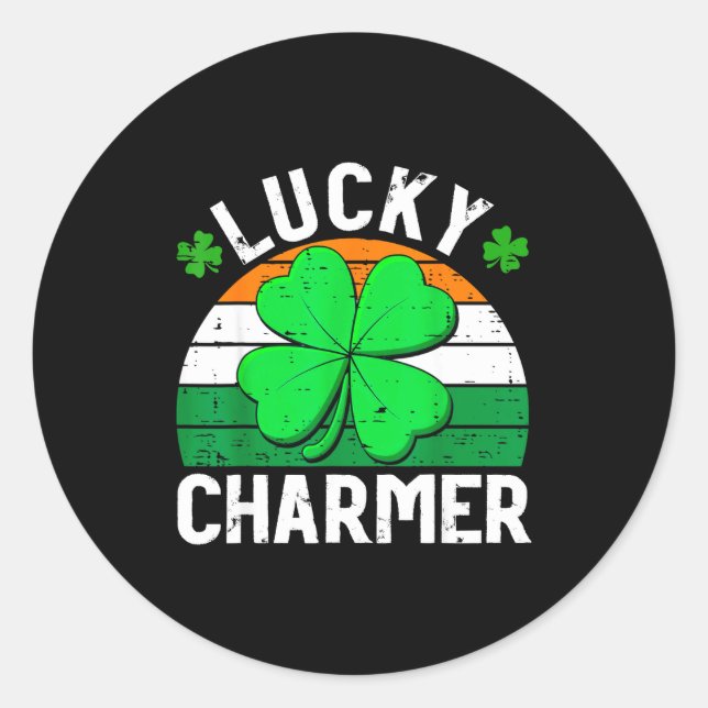 Lucky charmer shirts boys kids girls funny st classic round sticker (Front)