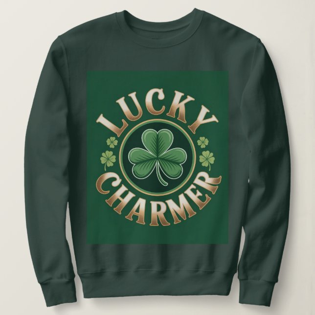Lucky Charmer Women's Forest Green Sweatshirt (Design Front)