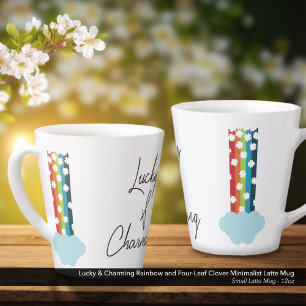Lucky & Charming Rainbow 4-Leaf Clover Minimalist Latte Mug