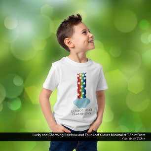 Lucky & Charming Rainbow 4-Leaf Clover Minimalist T-Shirt