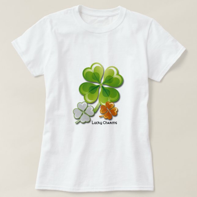 Lucky Charms. Tricolor Shamrock St. Patrick's Day  T-Shirt (Design Front)