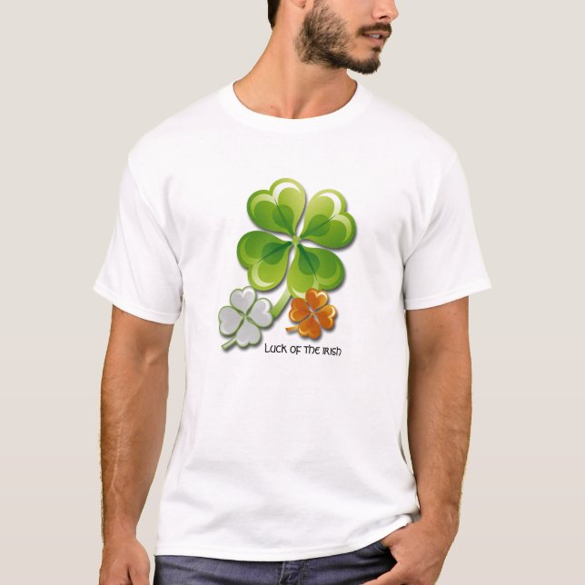 Lucky Charms Tricolor Shamrocks St. Patrick's Day T-Shirt (Front)