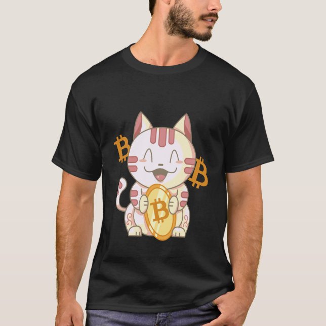 Lucky Chinese Bitcoin Cat T-Shirt (Front)