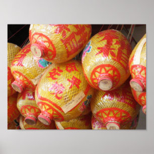 Lucky Chinese Paper Lanterns Poster