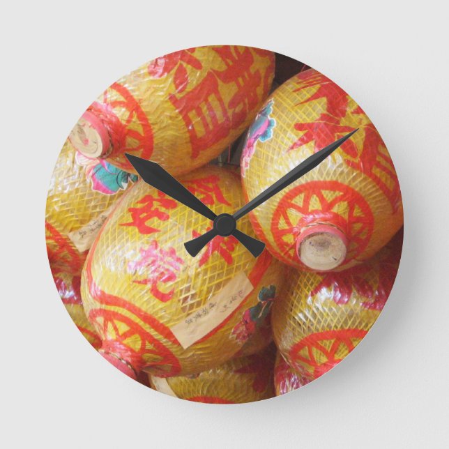 Lucky Chinese Paper Lanterns Round Clock (Front)