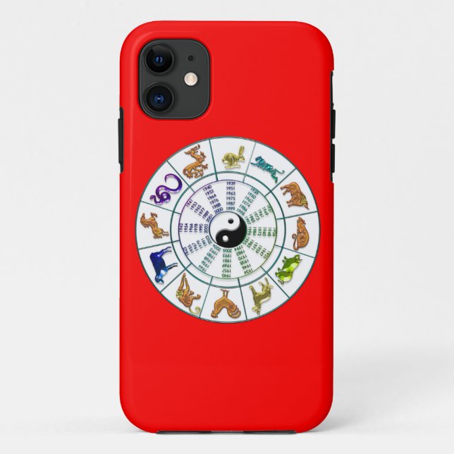 Lucky Chinese Zodiac Wheel, Chinese Astrology Case-Mate iPhone Case (Back)