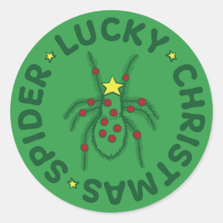 Lucky Christmas Spider Classic Round Sticker
