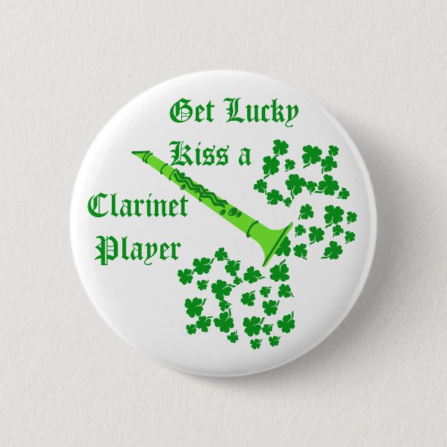 Lucky Clarinet 6 Cm Round Badge (Front)