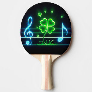  Lucky Clover and Music Notes Ping Pong Paddle