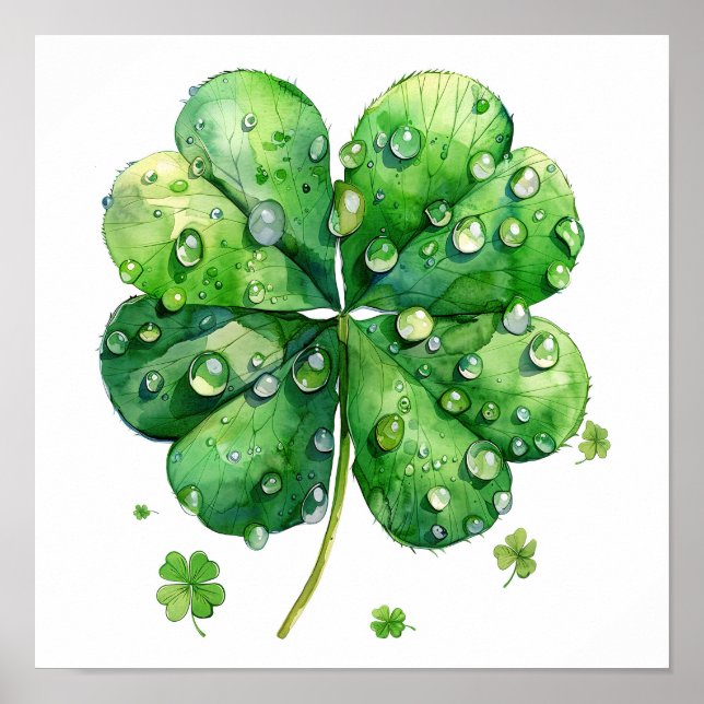 Lucky Clover Art Print, Botanical Wall Art (Front)