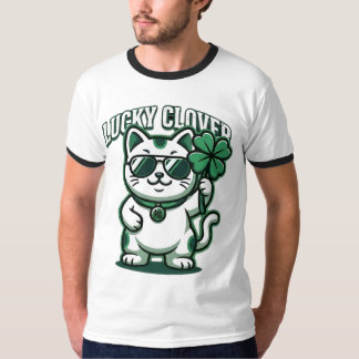 Lucky Clover Cat T-Shirt | Funny St. Patrick's Day