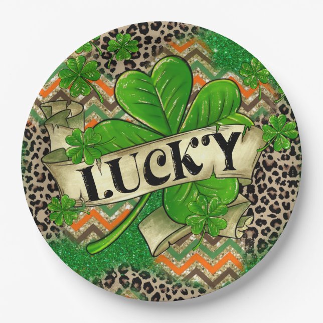 Lucky Clover Celebration Paper Plate (Front)