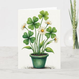 Lucky Clover Daisy Watercolor Card