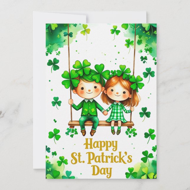 Lucky Clover Design for St. Patrick's Day Holiday Card (Front)