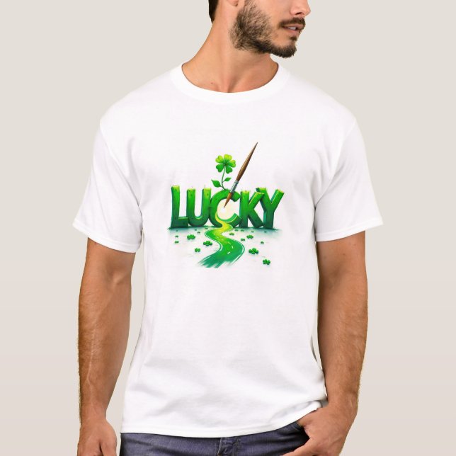 Lucky Clover Design for St. Patrick's Day T-Shirt (Front)