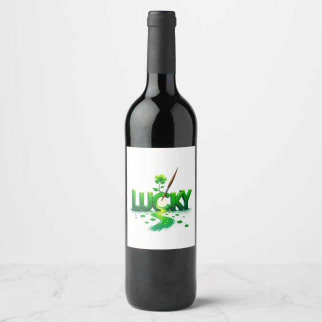 Lucky Clover Design for St. Patrick's Day Wine Label (Front)