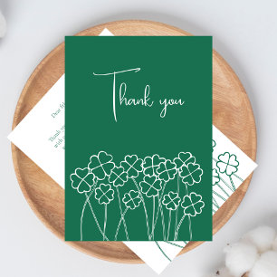 Lucky Clover Emerald Green Chic Modern Wedding Thank You Card