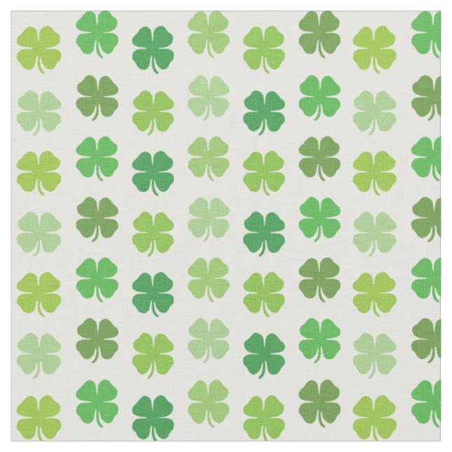 Lucky Clover Fabric White With Green Shamrocks (Close Up)