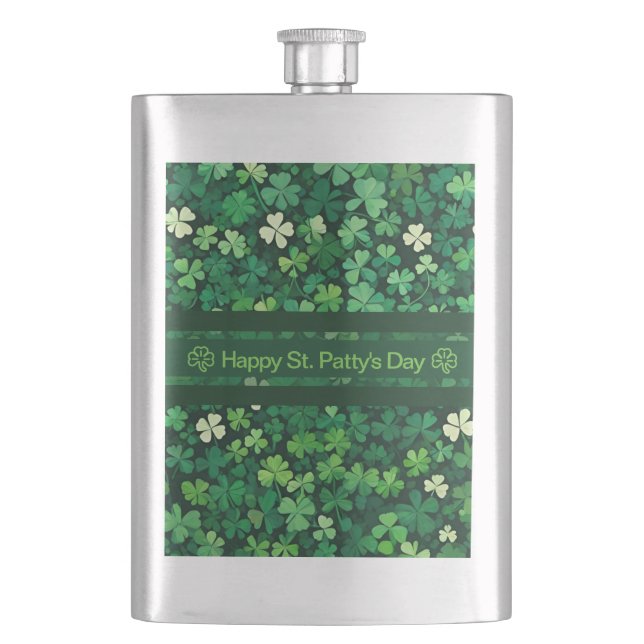 Lucky Clover Field Hip Flask (Front)