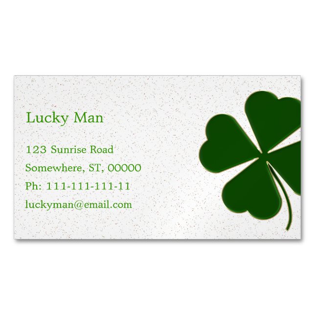 Lucky Clover | Floral Magnetic Business Card (Front)