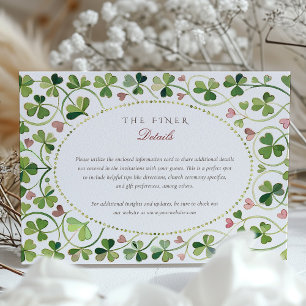 Lucky Clover & Hearts Wedding Details Enclosure Card