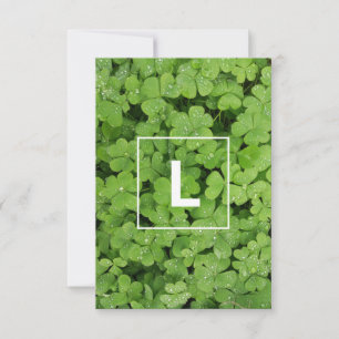Lucky clover monogram RSVP card