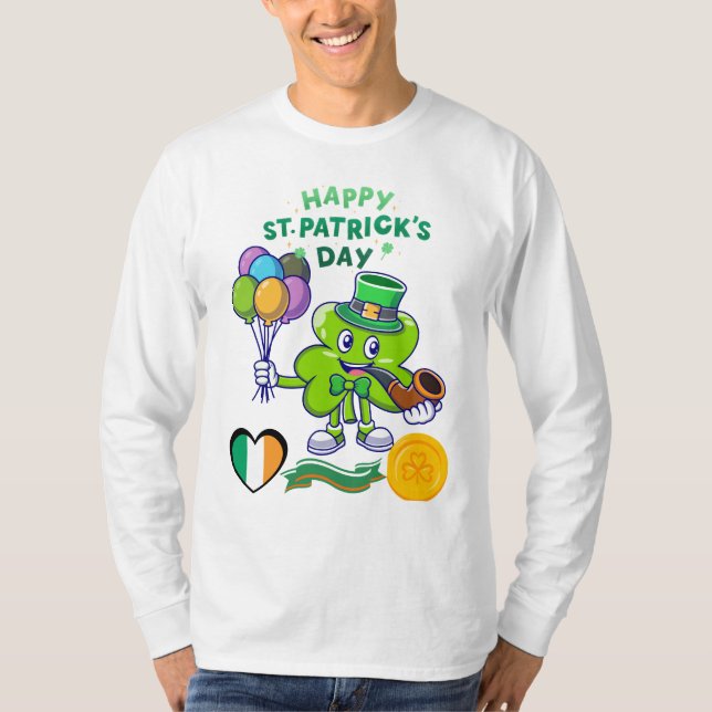 "Lucky Clover Pipe – St. Patrick’s Day Tee" T-Shirt (Front)