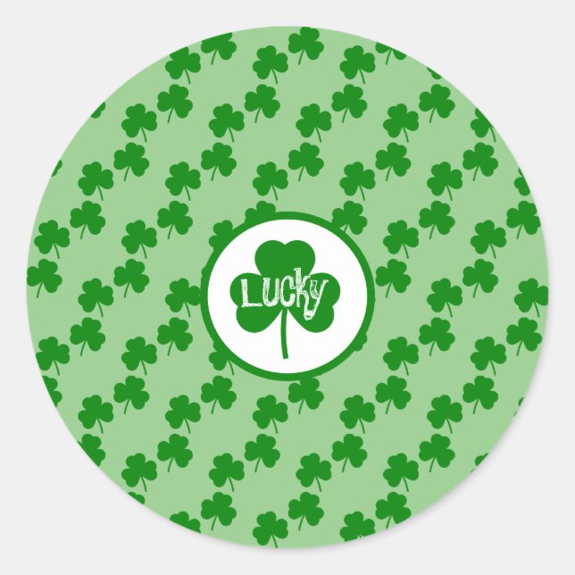 Lucky clover Saint Patrick's   Classic Round Stick Sticker (Front)