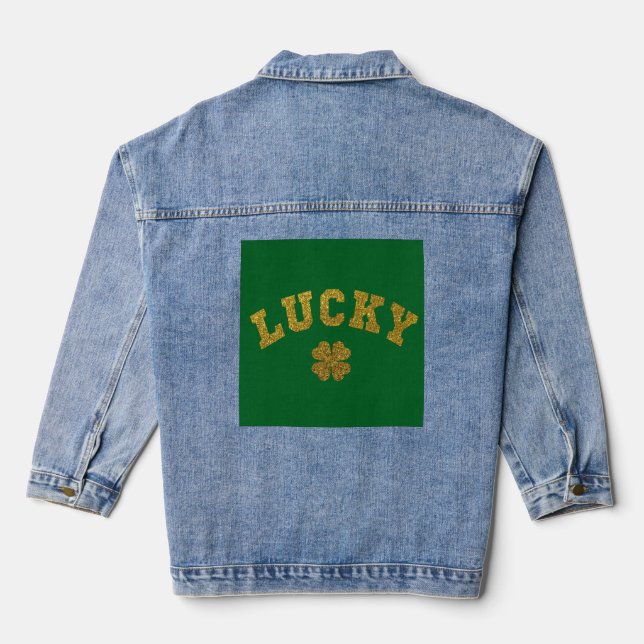 Lucky Clover Saint Patricks Denim Jacket (Back)