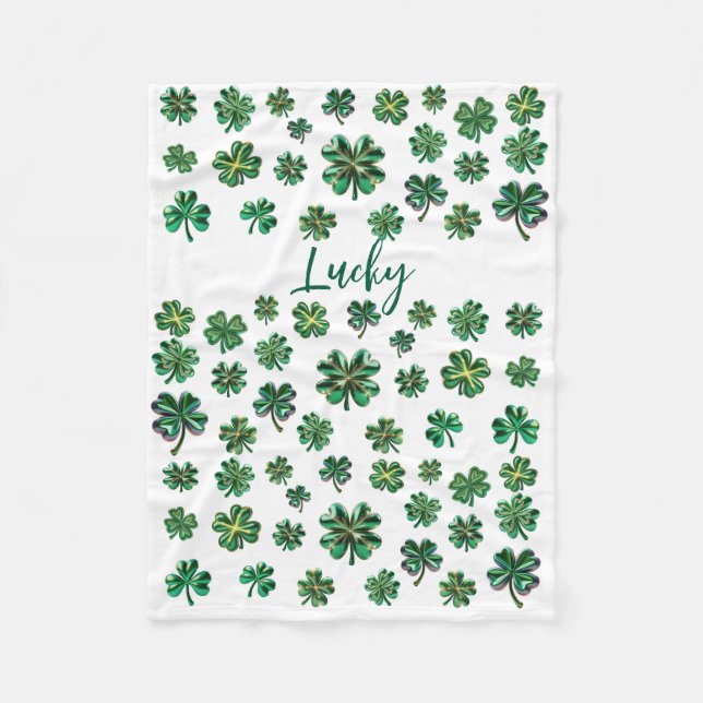 Lucky Clover Shamrock Fleece Blanket (Front)
