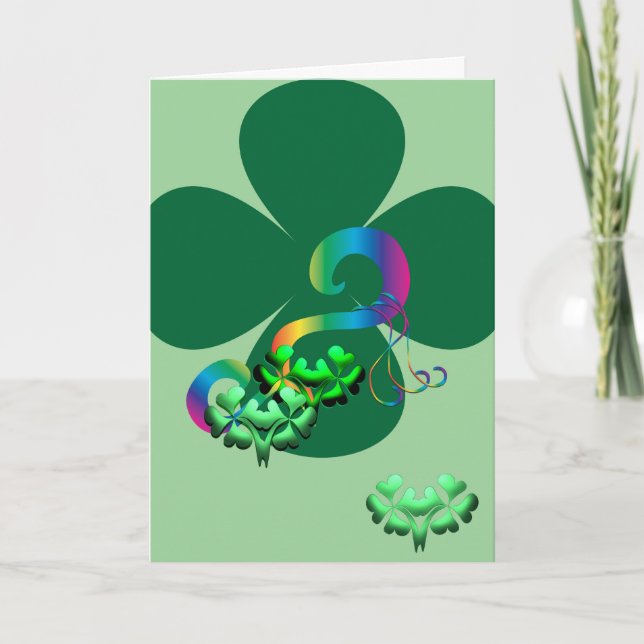 Lucky clover Shamrock irish St. Patrick's Day card (Front)