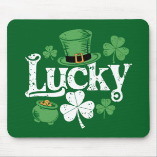 Lucky Clover St Patrick's Day Shamrock Vintage Mouse Pad