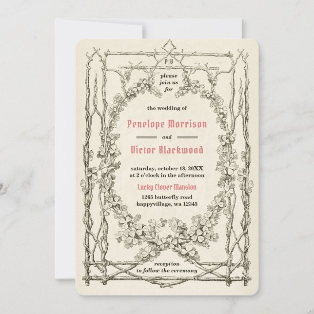 Lucky Clover Wedding Invitation (Front)