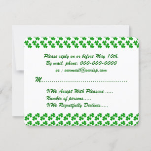 Lucky Clover Wedding Invitation Response Card