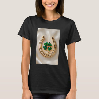 Lucky clover with Gold Horseshoe T-Shirt