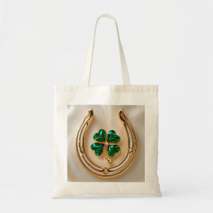Lucky clover with Gold Horseshoe Tote Bag