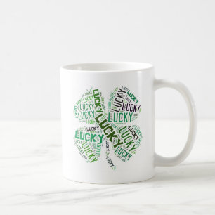 Lucky Clover Word Art Coffee Mug