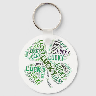 Lucky Clover Word Art Key Ring
