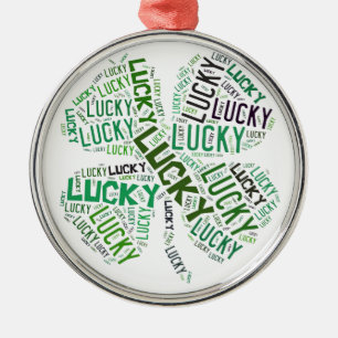 Lucky Clover Word Art Metal Tree Decoration
