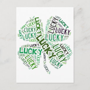 Lucky Clover Word Art Postcard