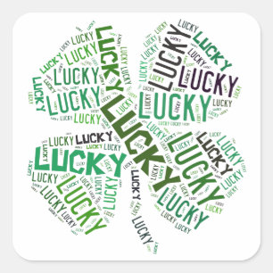 Lucky Clover Word Art Square Sticker